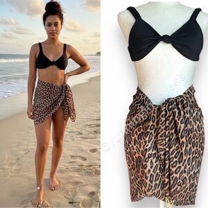 NWT Swiminista x Christian Lacroix Leopard Print Long Sarong Cover Up One Size